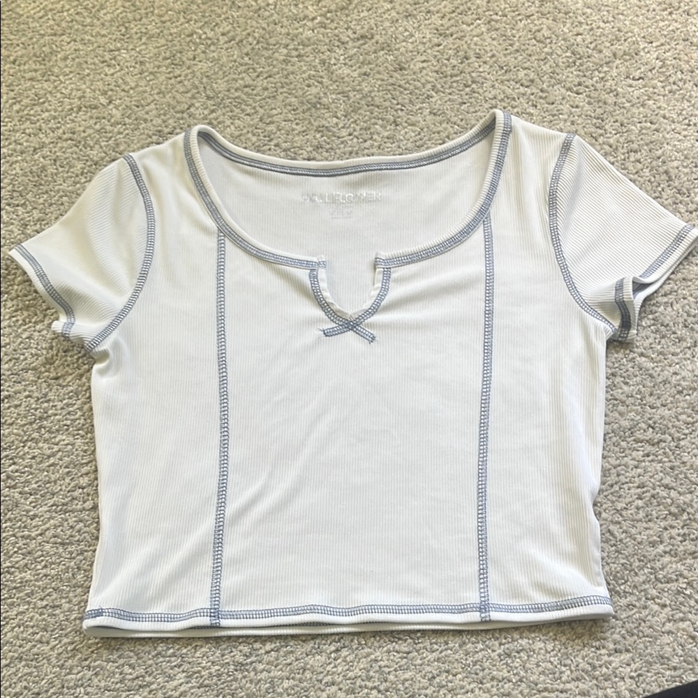 Blue Stitching Short Sleeve Shirt